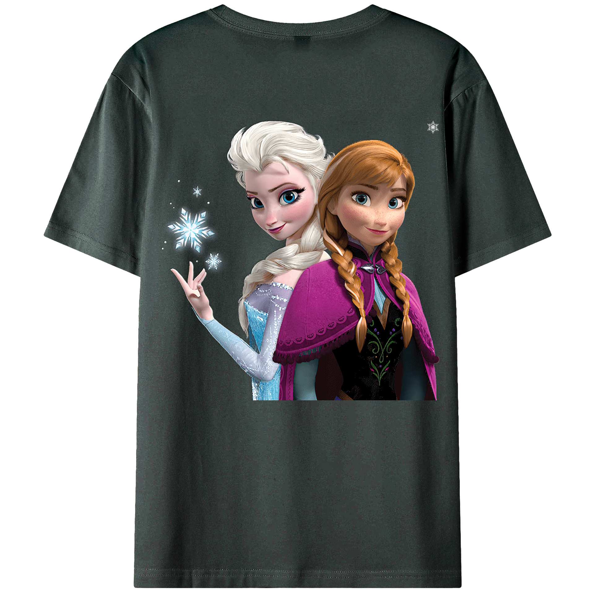 （画像用） アナと雪の女王 アンナ エルサ Frozen Anna Elsa 綿100％ メンズ半袖Tシャツ（バックプリント） 通気性